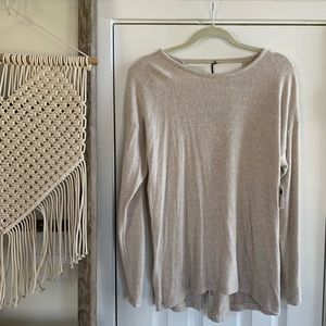 Cozy Beige Sweater With Fun Tie-Up Back